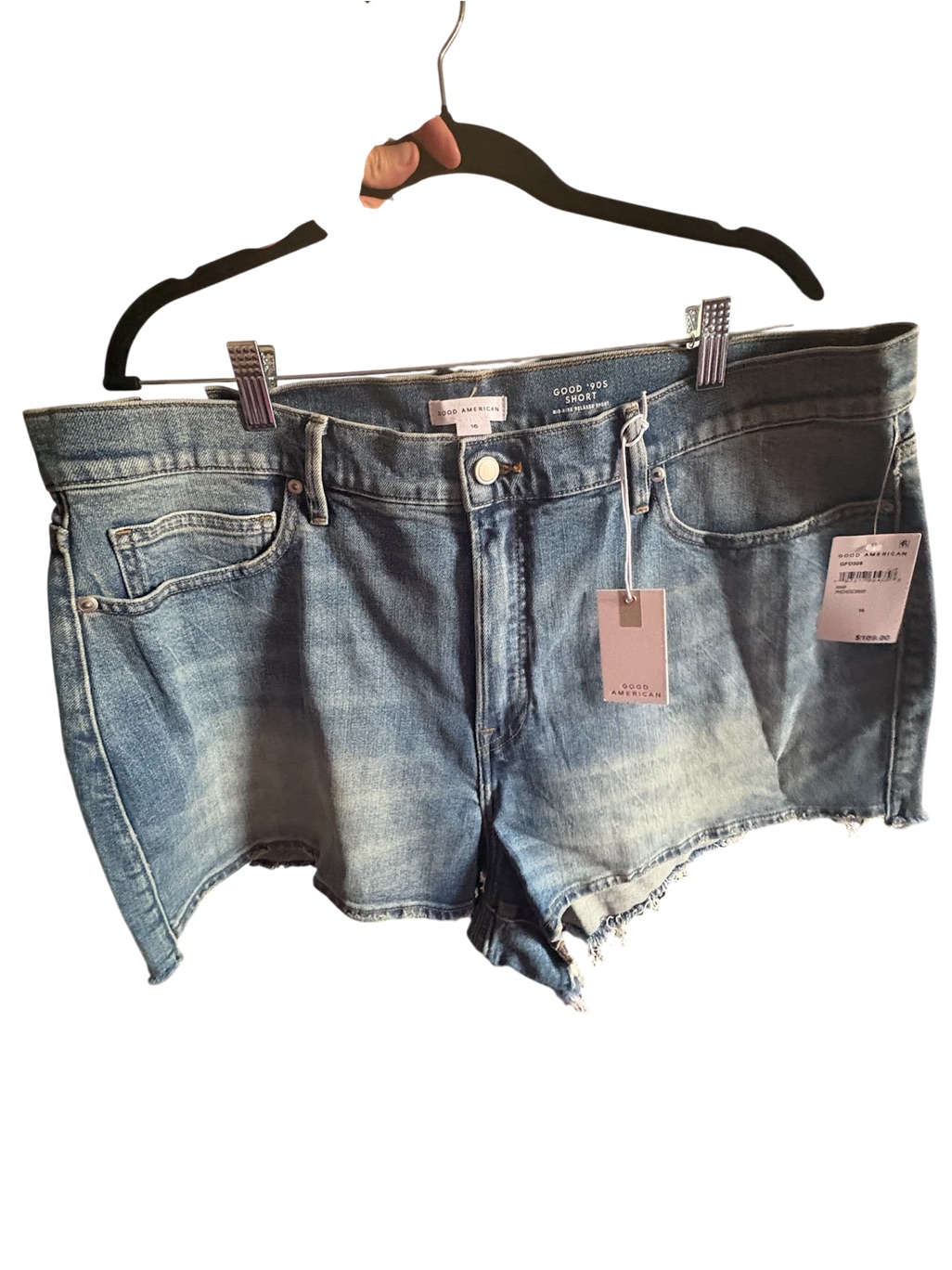 Good American Blue Denim High-Waist Cutoff Shorts Good 90s Short